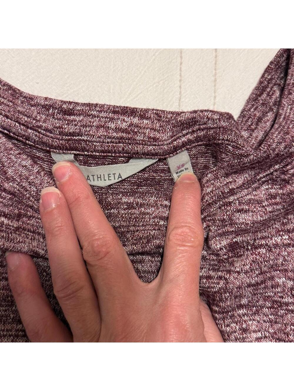 Athleta Threadlight Long Sleeve Top Burgundy Space Dye Scoop Neck Women's XS - Picture 3 of 7
